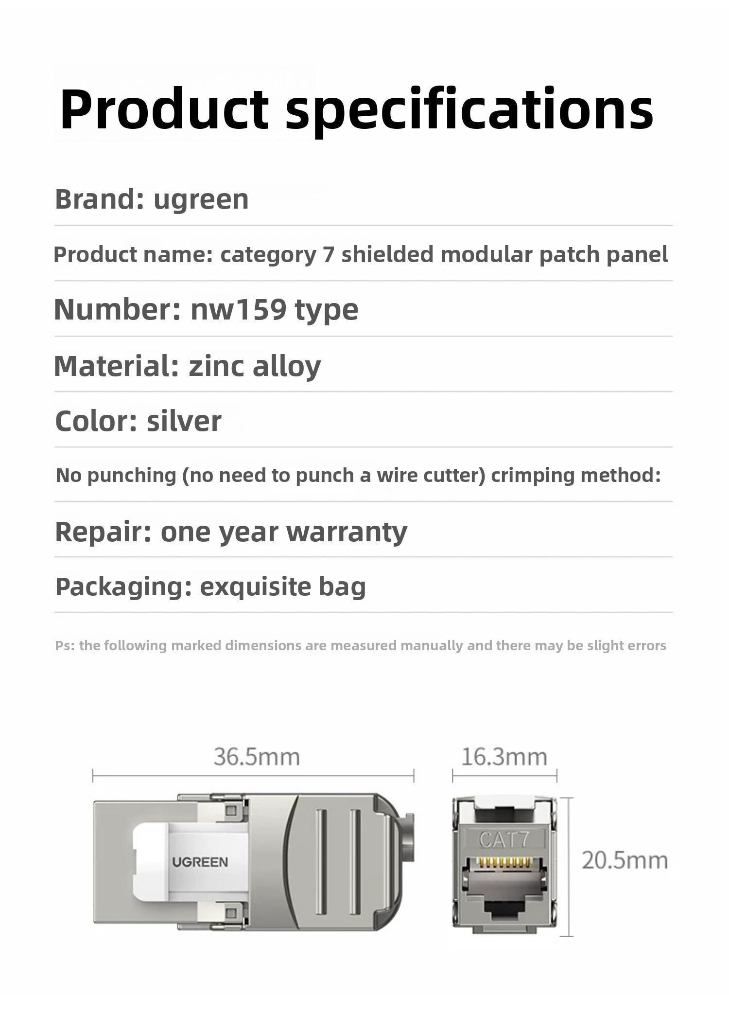 Модуль Ugreen RJ45 CAT.7 Keystone 180° 10 гбіт/с Срібний (29657169) - фото 10 Модуль Ugreen RJ45 CAT.7 Keystone 180° 10 гбіт/с Срібний (29657169) - фото 10