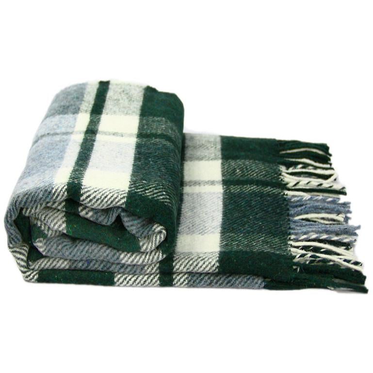 Плед шерстяной Vladi Метро 140х200 см Бело-голубо-темно-зеленый