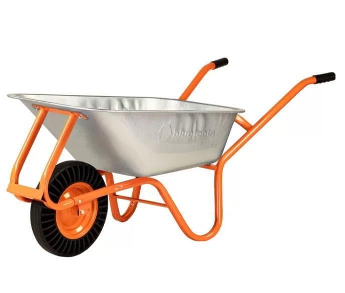 Тачка садовая BLUETOOLS 90 л 180 кг 0,6 мм усиленная оцинкованная одноколесная (23606)