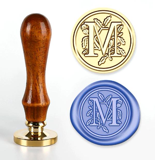 Печать для сургуча буква M латунная головка 25х15 мм с деревянной ручкой 90 мм (7692)