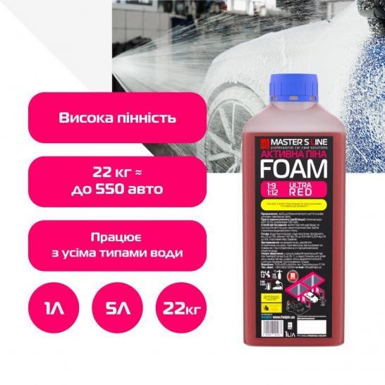 Активная пена Master's Line Ultra Red 1:9 1:9 1 л - фото 2