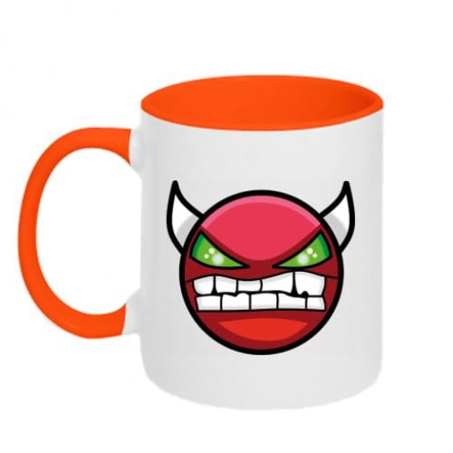 Чашка двоколірна Geometry Dash Demon 320 мл Помаранчевий із білим (8864680-36-153912)