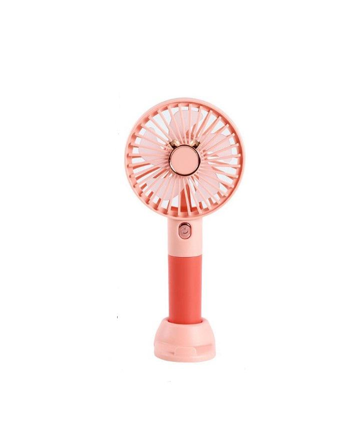 Вентилятор портативний ручний SM-1560 акумуляторний 3 режими Рожевий