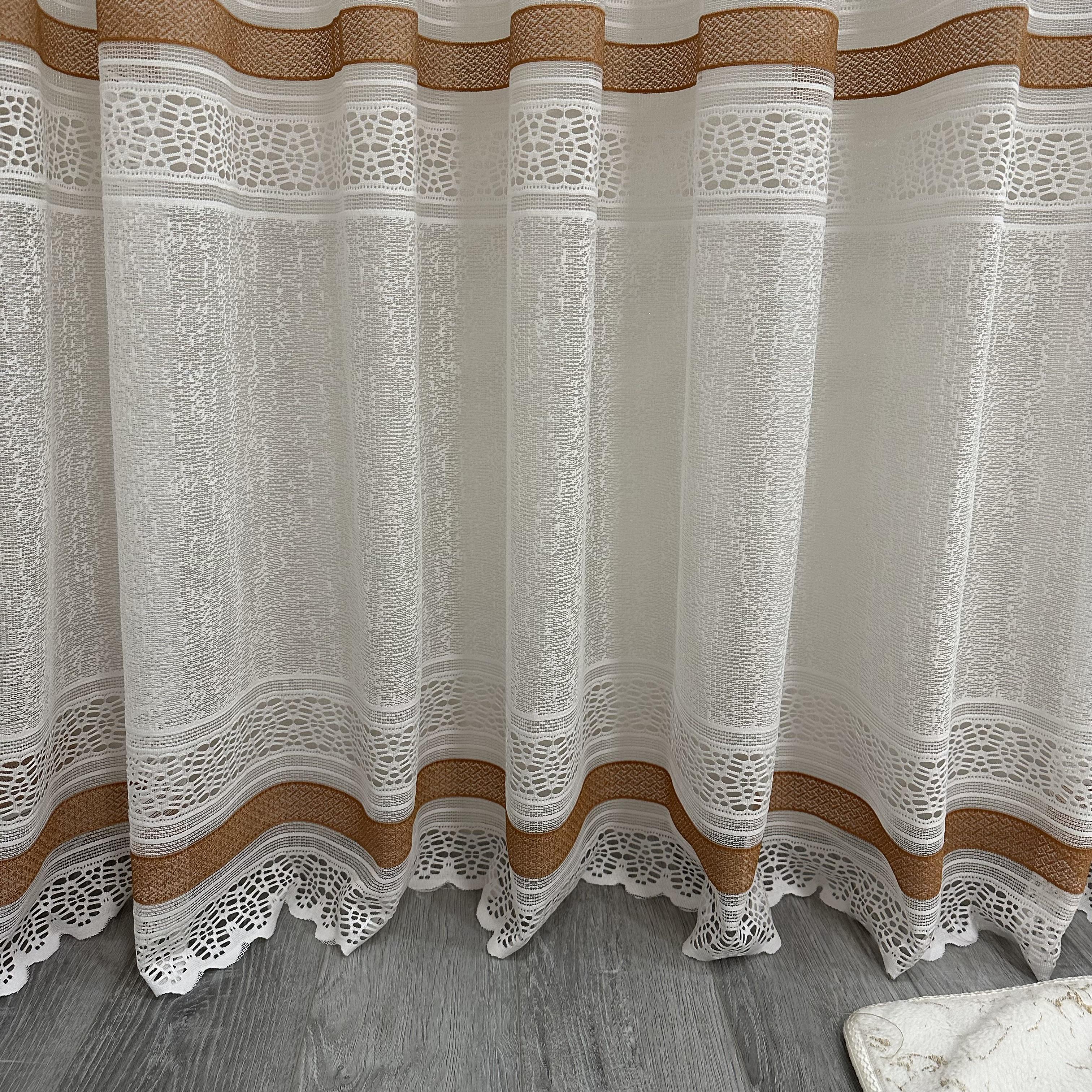 Тюль жаккард готова з візерунком 300х270 см на тасьмі 6 см 2 ряди петель Коричневий/Білий (ТПК-3) - фото 9 Тюль жаккард готова з візерунком 300х270 см на тасьмі 6 см 2 ряди петель Коричневий/Білий (ТПК-3) - фото 9