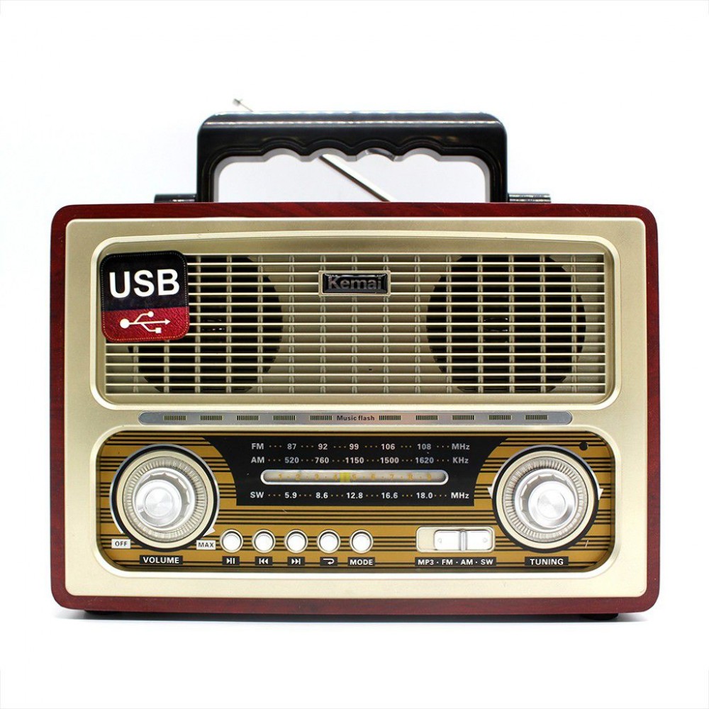 Портативный радиоприемник Kemai MD-1800 BT Brown с Bluetooth и USB