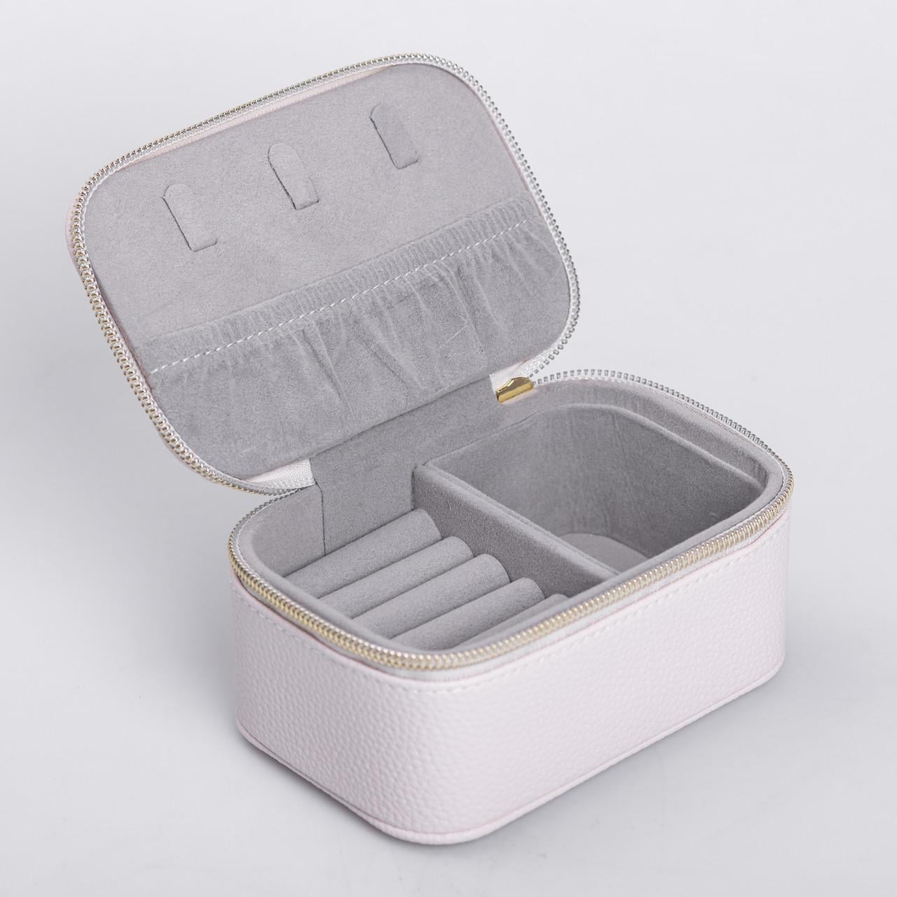 Шкатулка для украшений из эко кожи на молнии мини для ювелирных изделий (6699)