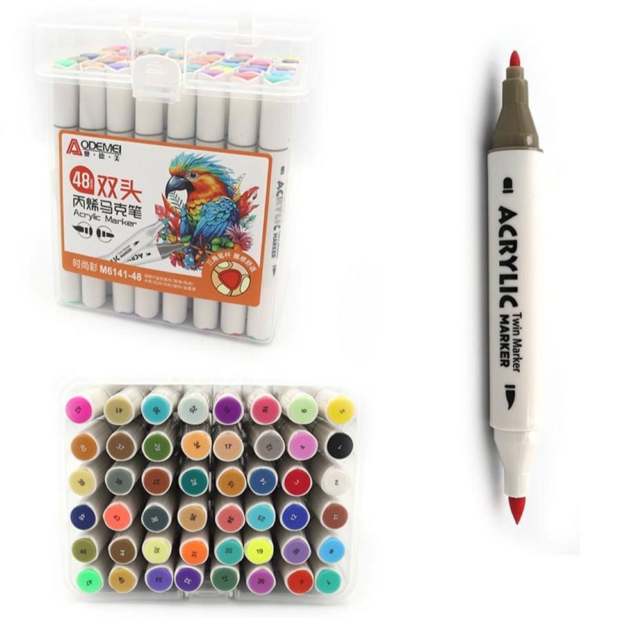 Набор акриловых скетчмаркеров Aodemei двухсторонних 48 цветов - фото 2 Набор акриловых скетчмаркеров Aodemei двухсторонних 48 цветов - фото 2