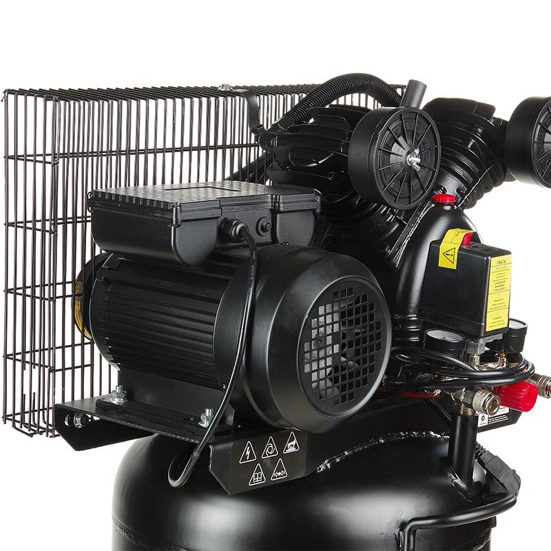 Компрессор Apro двухцилиндровый ременный вертикальный OFBD-100V 8 Бар 2,2 кВт 402 л/мин 100 л 2 крана с маслом 0,5 л (850183) - фото 8