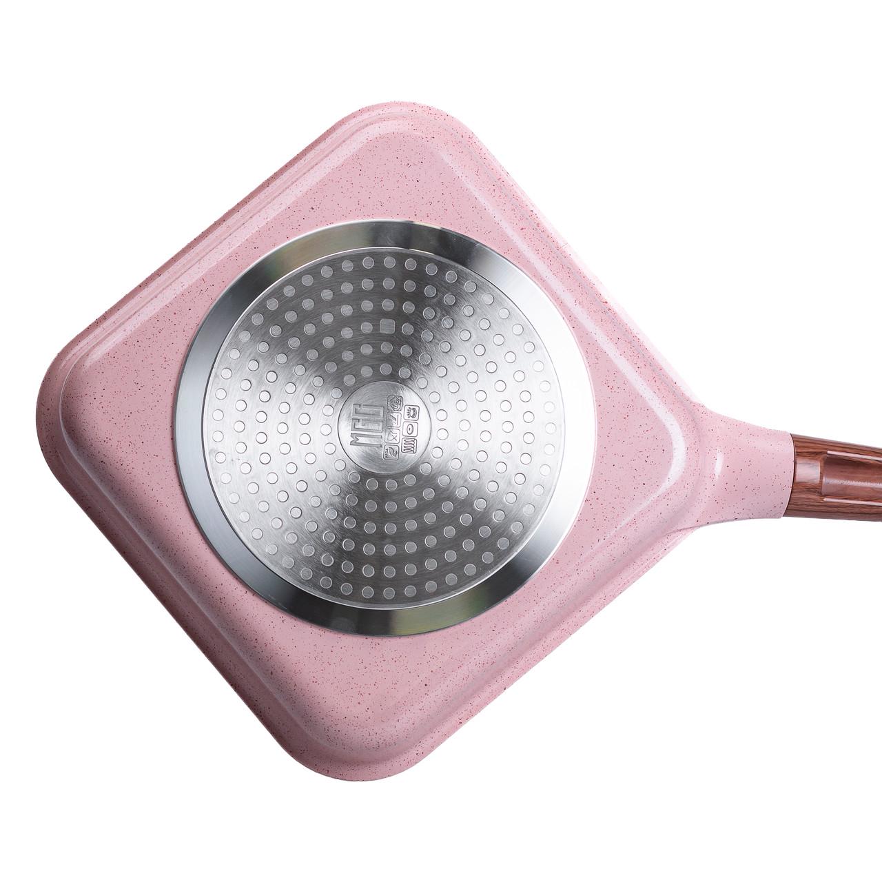 Сковорода-гриль MGC алюмінієва квадратна 2,5 л з антипригарним покриттям 24 см Pink - фото 3