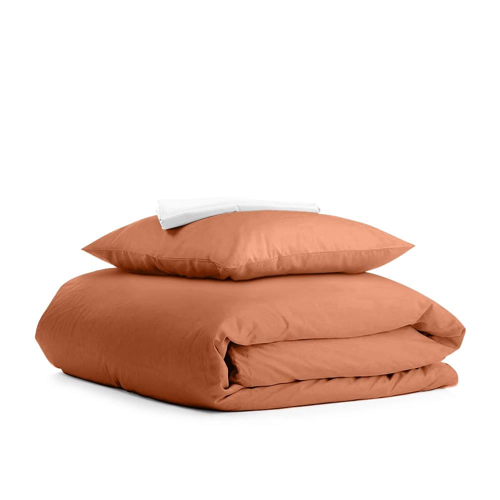 Комплект постельного белья подростковый Ranfors на резинке 160х220 Terrakot/White (4822052040843)