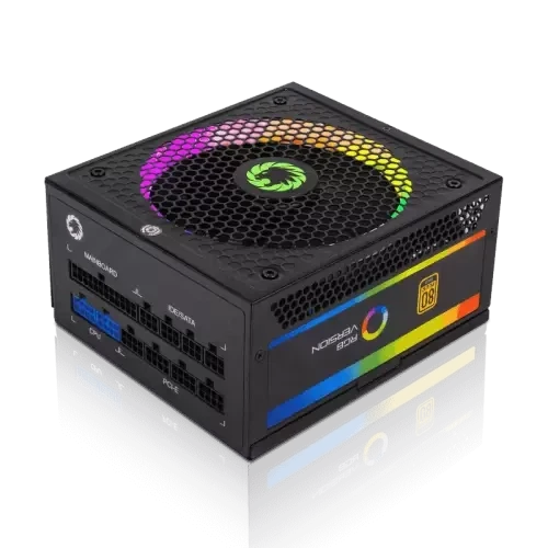 Блок питания 1050 Вт, GameMax RGB1050 PRO, черный, модульный, 80+ золотистый, Active PFC, 14 см с RGB подсветкой, 3xMolex /