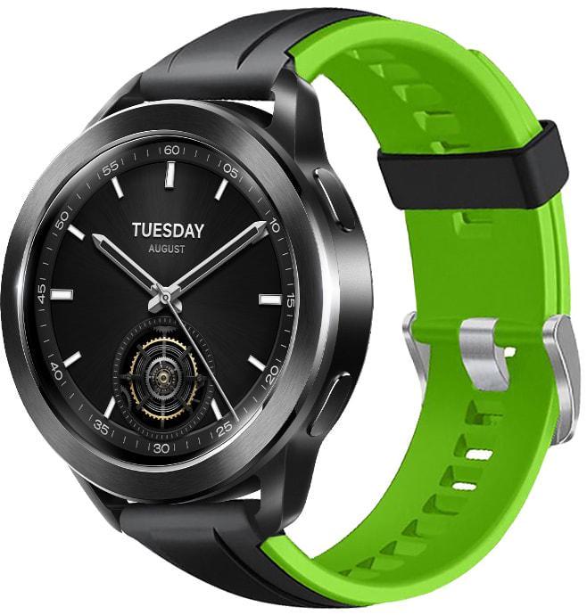 Ремешок Coholl для Xiaomi Watch S3 Black Green (37155-4A)
