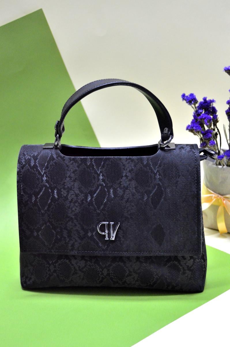 Жіноча сумка Pele Velini матова під змію Чорний (1118)