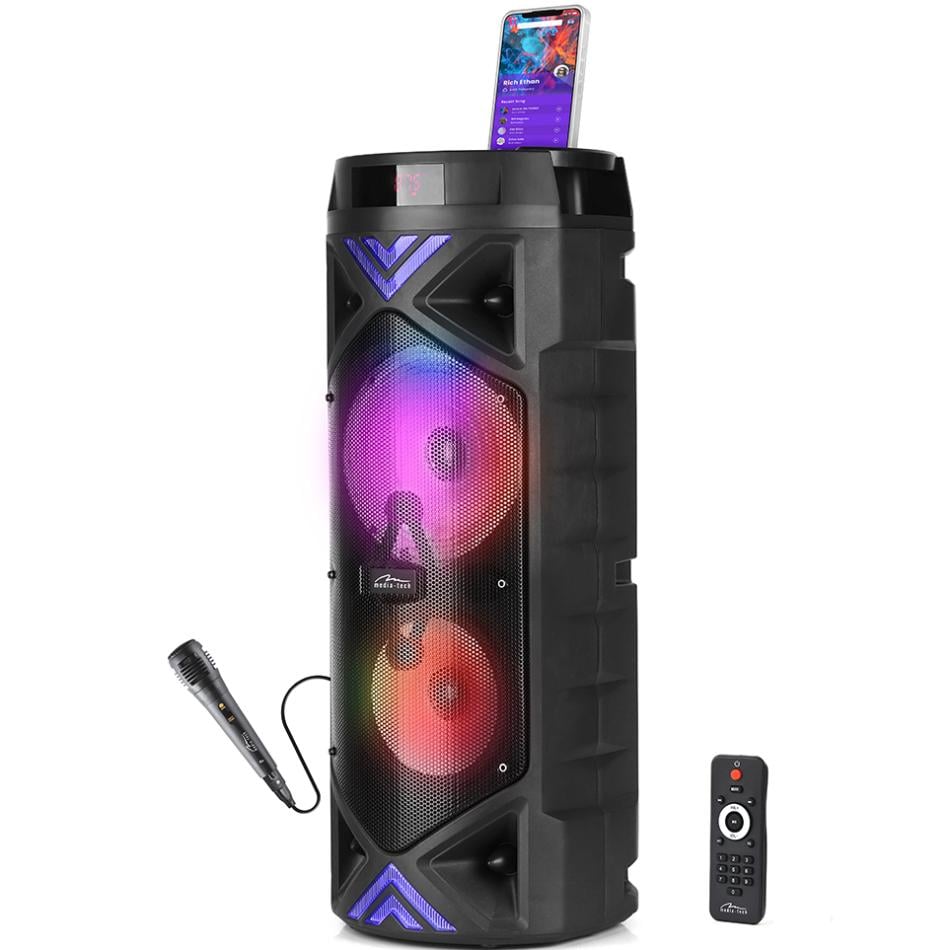 Портативная колонка беспроводная с микрофоном Media-Tech 50W 1.0 Bluetooth FM AUX SD USB караоке LED Black (MT3182)