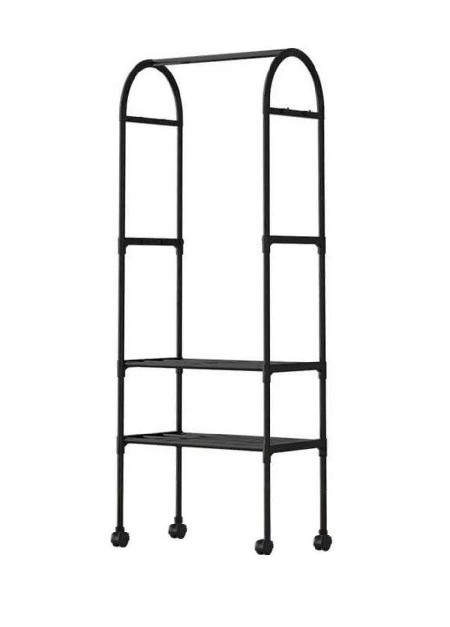 Вешалка напольная металлическая Good Idea стойка для одежды на колесах передвижная со стеллажем для обуви Черный (465609А) - фото 1