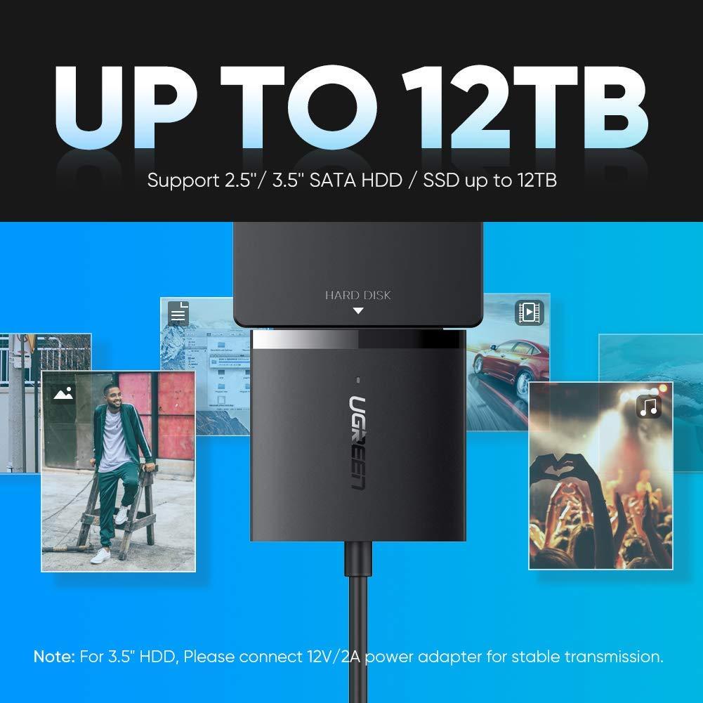 Переходник SATA USB 3.0 для HDD/SSD 2.5 3.5 Ugreen с блоком питания - фото 4