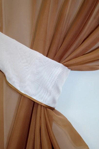 Шторки на кухню/балкон шифон 200х170 см Коричневый/Белый (103к) - фото 4 Шторки на кухню/балкон шифон 200х170 см Коричневый/Белый (103к) - фото 4