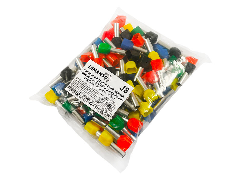 Наконечники кабельные трубчатые Lemanso LM2683 для двух проводов 2х6 кв. мм 100 шт. (8630)
