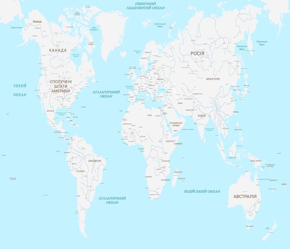 Карты наклейки WS Wallpaper Детская карта мира на украинском языке 100x70 см (208012127m)