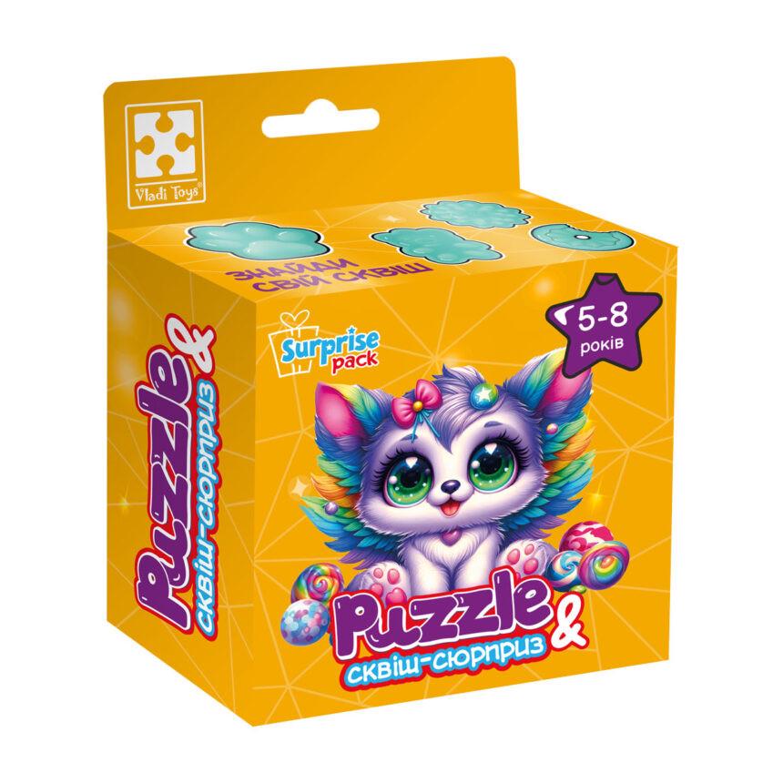 Пазлы детские с сюрпризом Vladi Toys Котенок с крыльями VT 180 дет. Желтый (IP-177-P-1227)