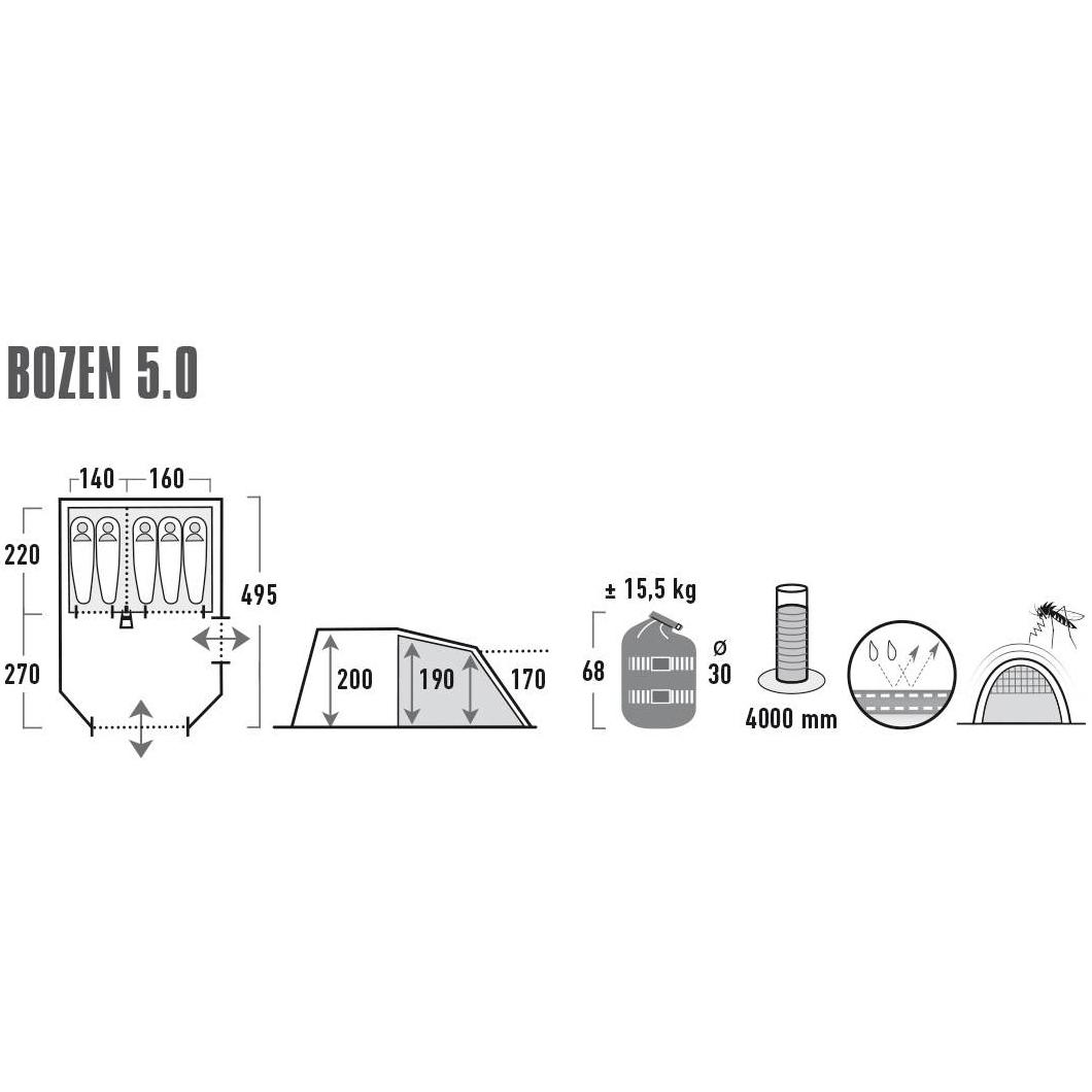 Палатка High Peak Bozen 5.0 Light Grey/Dark Grey/Green (11836) - фото 11