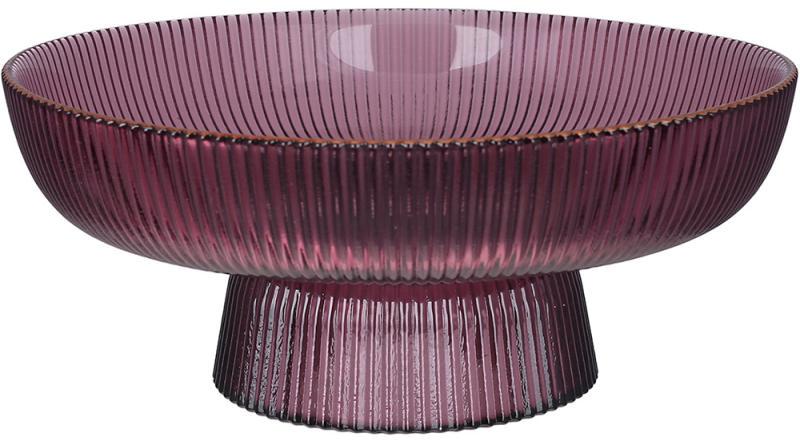 Фруктовница стеклянная Fleur Ø20х8,5 см Пурпурный с золотой каймой