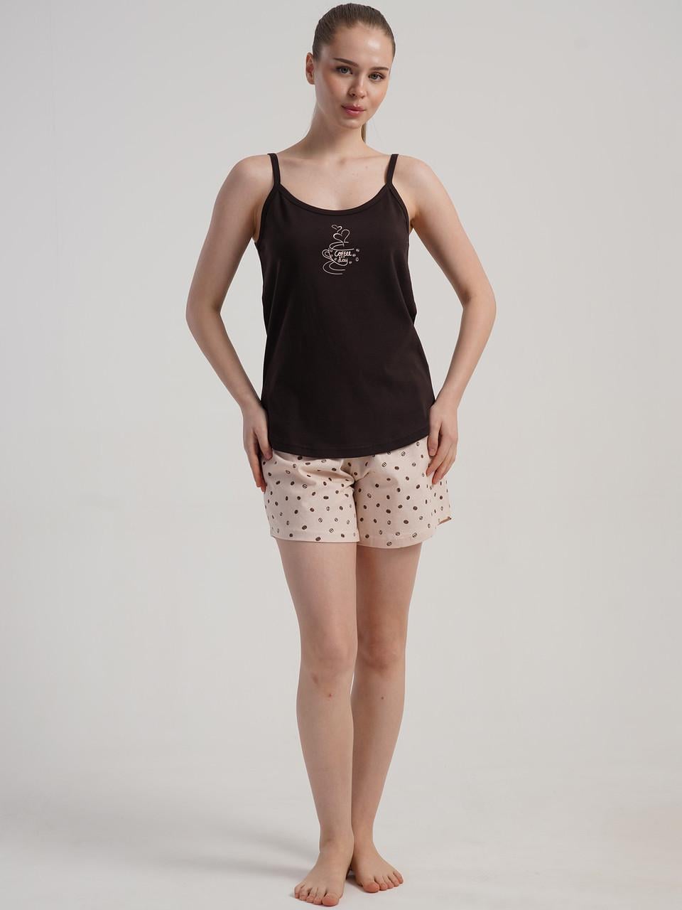 Пижама женская хлопковая с шортами Vienetta Secret 00209k M Темно-коричневый
