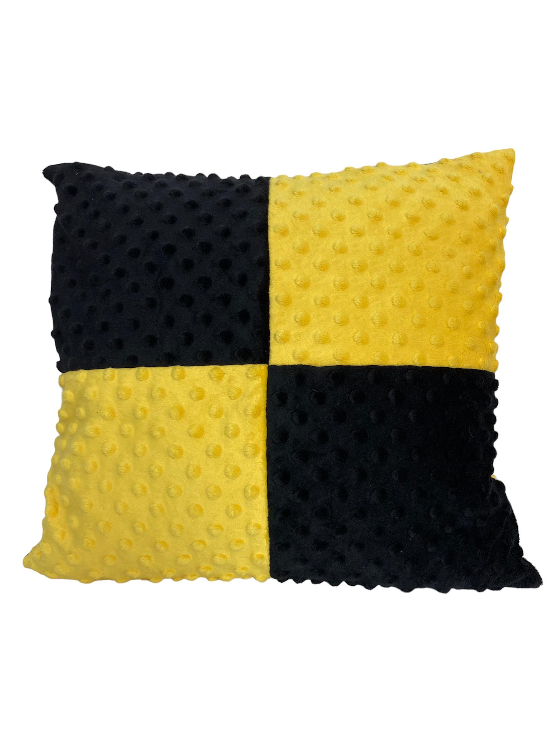 Подушка плюшева декоративна MinkyHome 30х30 см Чорний/Жовтий (10011104)