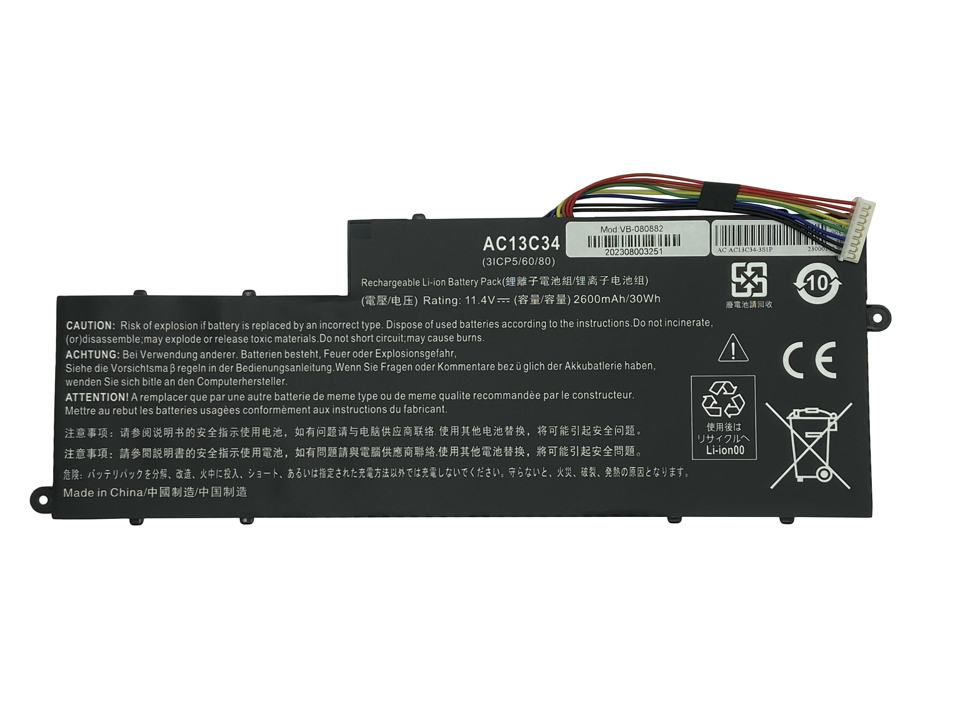 Аккумулятор для ноутбука Acer AC13C34 Aspire E3-112 11,4V 2600 mAh OEM Black