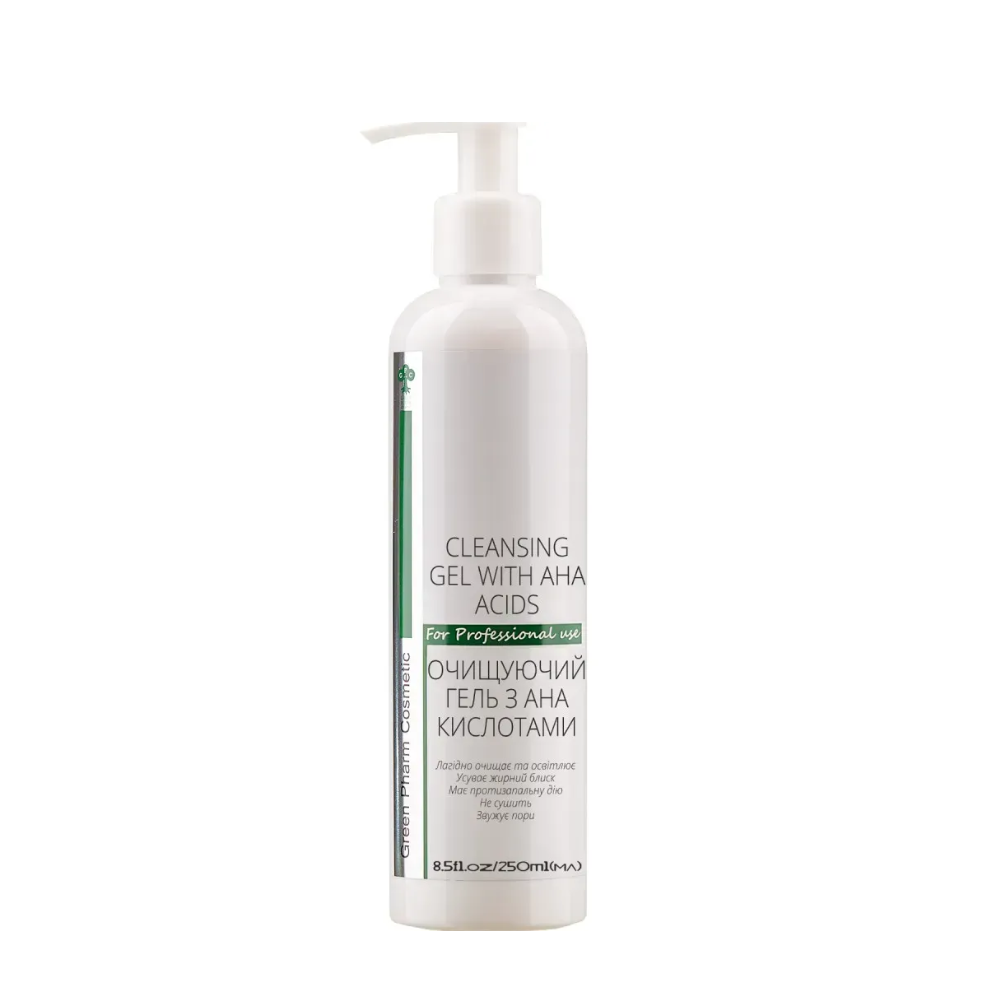 Гель для вмивання з AHA кислотами Green Pharm Cosmetic Cleansing Gel With AHA Acids 250 мл