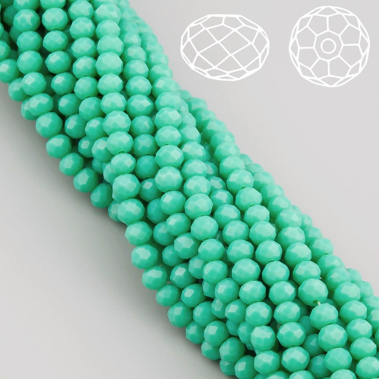 Бусины Swarovski огранка рондель непрозрачный 6х4,8 мм 40 см 85 шт. Бирюзовый (БС6119а29) - фото 2