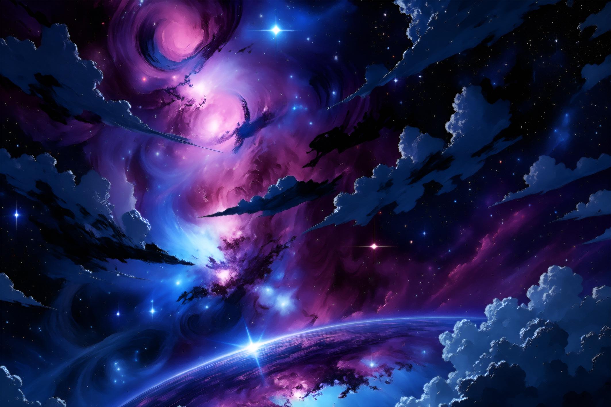 Фотообои флизелиновые Upstream Космический Шторм Света 153х230 см (S5SPC-036/3)