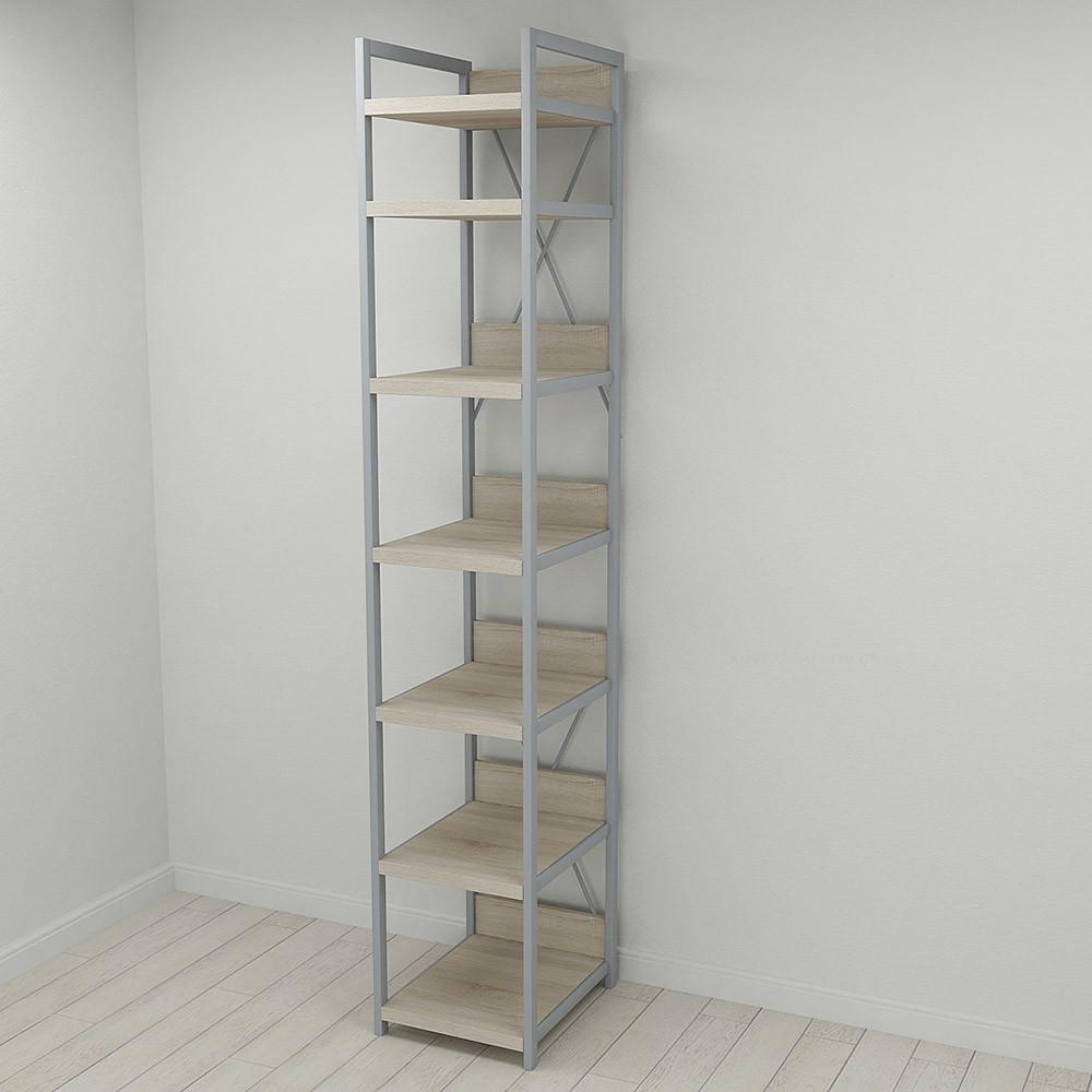 Шкаф Ferrum-decor Гардероб Уни секция 4 серии Конект металл/ДСП 32 мм 220x40x50 см Серый/Дуб Сонома (FRD-104553)