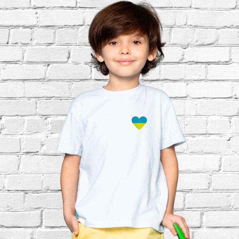 Футболка для хлопчиків з вишивкою Сердце 01-3 122-128 см 7-8 років Білий (716830-30-4)