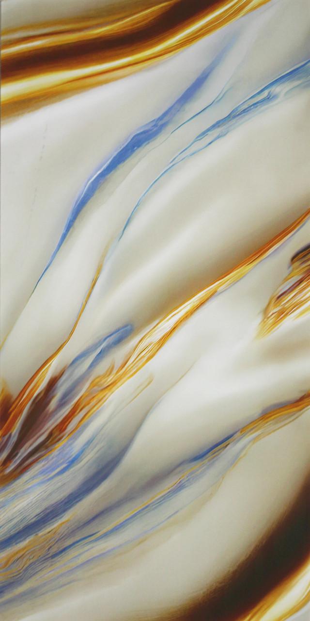 PET-панель самоклеющаяся глянцевая 600х300х2,5 мм Молочно-белый оникс/Янтарно-лазурный (2770341361)