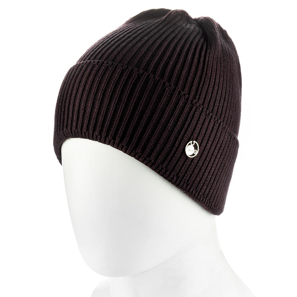 Шапка луковичка женская из вискозы Atrics WH904 с отворотом одинарной вязки Шоколадный