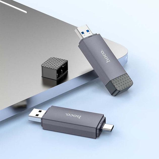 Картридер Hoco HB45 Spirit 2в1 USB 3.0 Type-C для SD/TF (23716122) - фото 4 Картридер Hoco HB45 Spirit 2в1 USB 3.0 Type-C для SD/TF (23716122) - фото 4