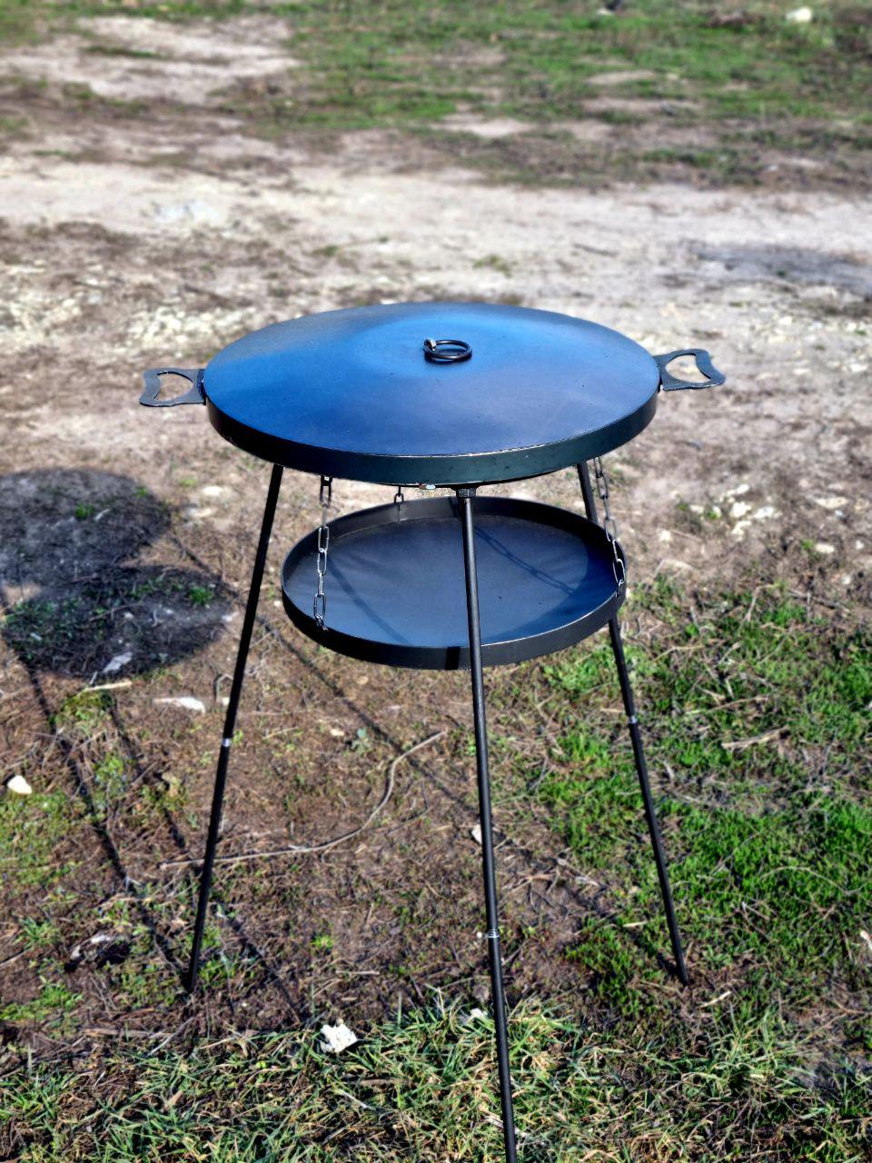 Сковорода-диск для пикника GrillKov с крышкой САДЖ раскладные ноги 94 см 2х47 см d 40 см (В - 2103-4) - фото 5 Сковорода-диск для пикника GrillKov с крышкой САДЖ раскладные ноги 94 см 2х47 см d 40 см (В - 2103-4) - фото 5