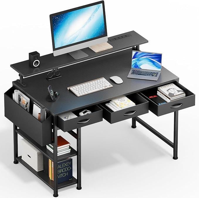 Комп'ютерний стіл з 3 ящиками та світлодіодним підсвічуванням