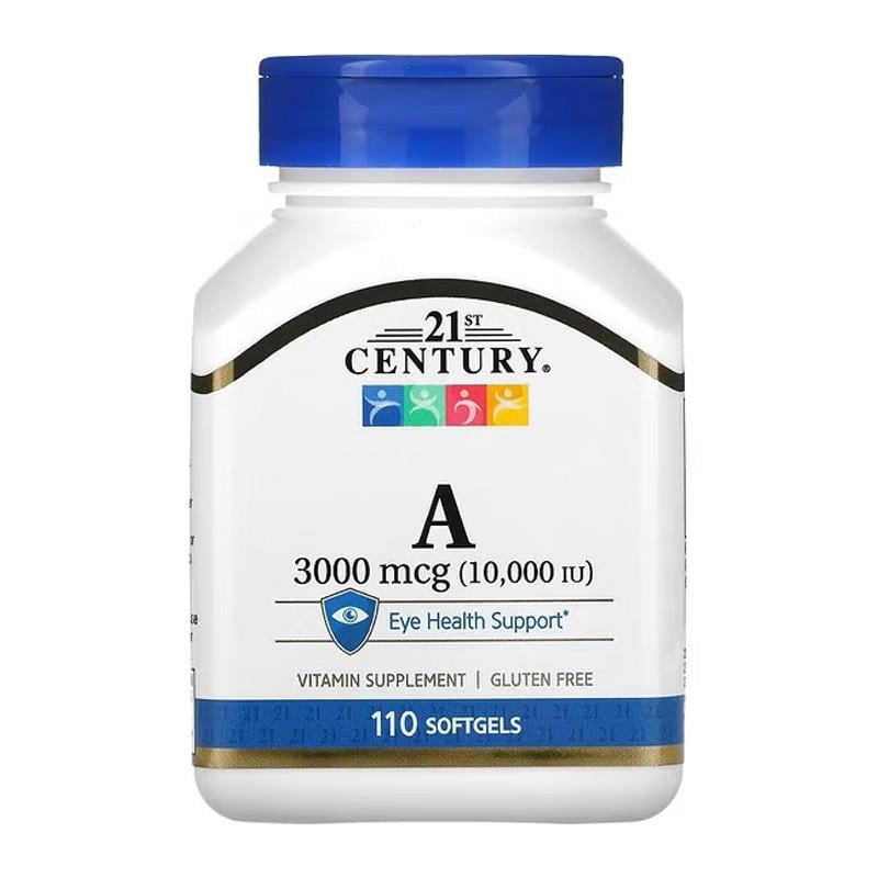 Витамины А 21st Century 10 000 IU 3000 мкг 110 капс. (21154-01)