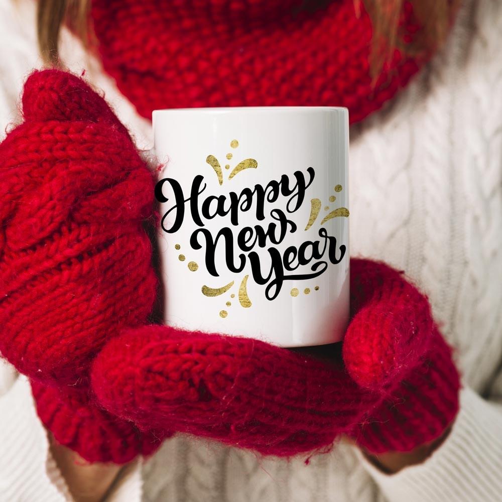 Чашка с узором и надписью Happy New Year 330 мл
