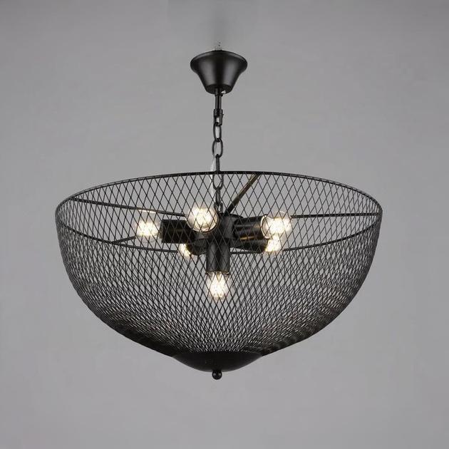 Люстра подвесная Sirius Loft с сетчатым плафоном под шесть ламп Е27 IP20 B S2474/6 BK 60W Черный (28686407)