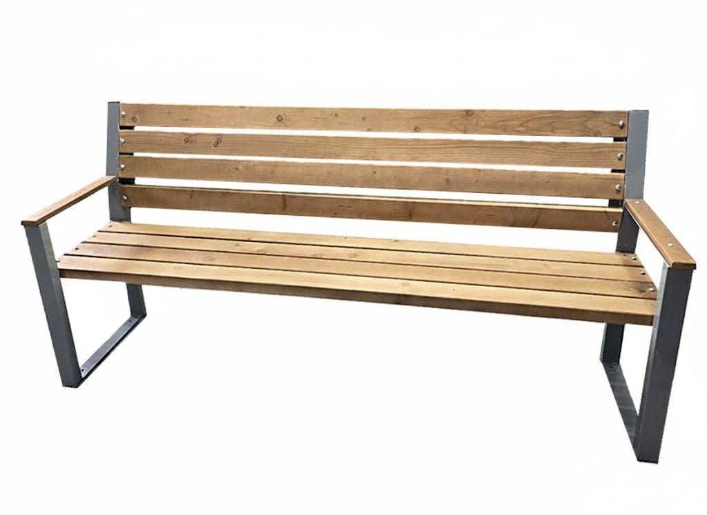 Скамейка парковая со спинкой Kompred Валерио OL657/9 брус 2000х600х915 мм Серый/Светлый дуб