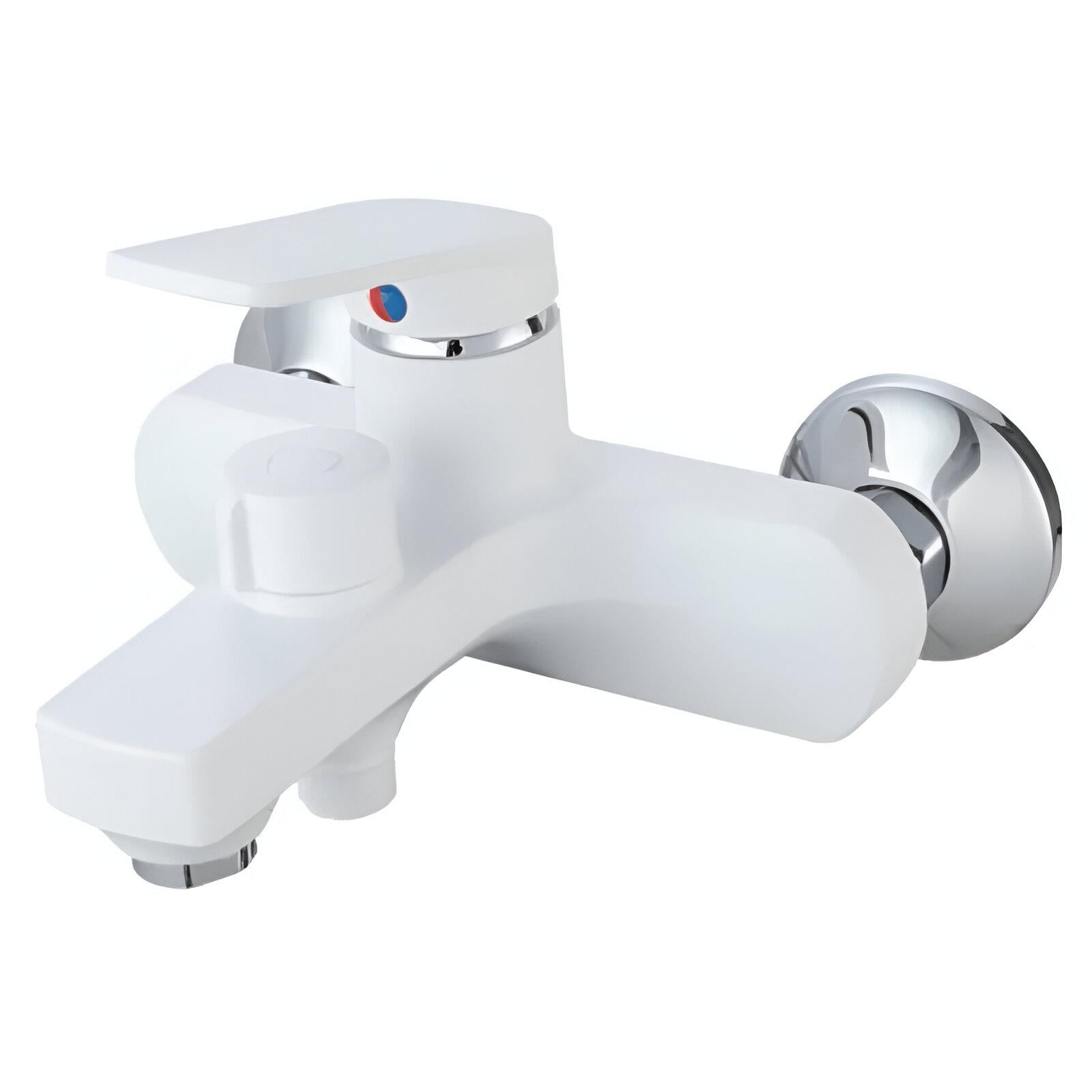 Смеситель для ванны PLAMIX Lucas-009 EURO SET со шлангом/лейкой и кронштейном White (PM0708)