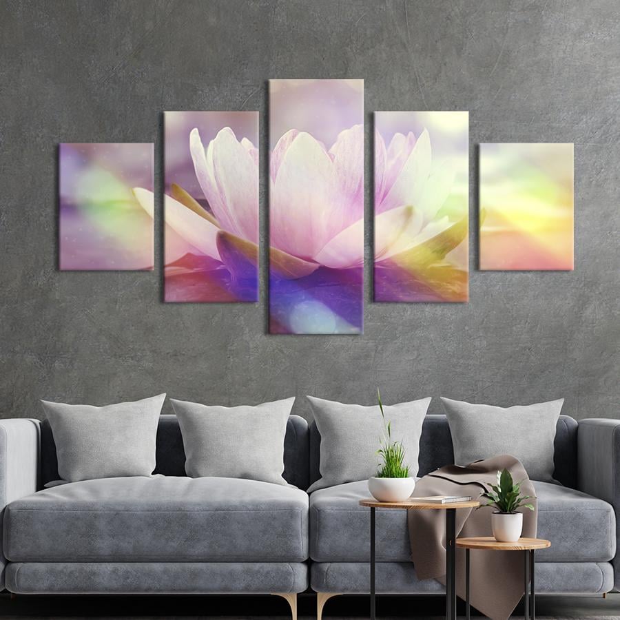 Картина на холсте Восточный лотос на пруду 112x54 см (843-52)