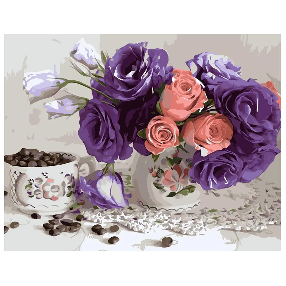 Картина по номерам Strateg Натюрморты Натюрморт с эустомой 40х50 см в термопакете (VA-1828-mt)