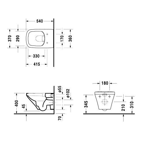 Унитаз подвесной DURAVIT DURASTYLE 2551090000 безободковый без сиденья (82341) - фото 2