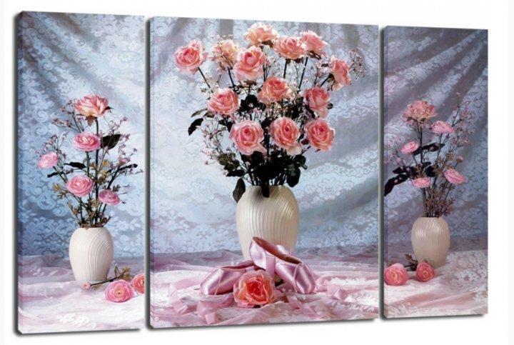 Картина модульная на холсте DK Триптих Нежные розы 50x80 см (TRP-947)