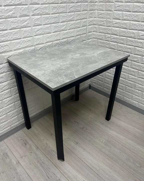 Обідній стіл MIR MAX нерозкладний 1000х600х750мм Бетон темний/Чорний (28374494)