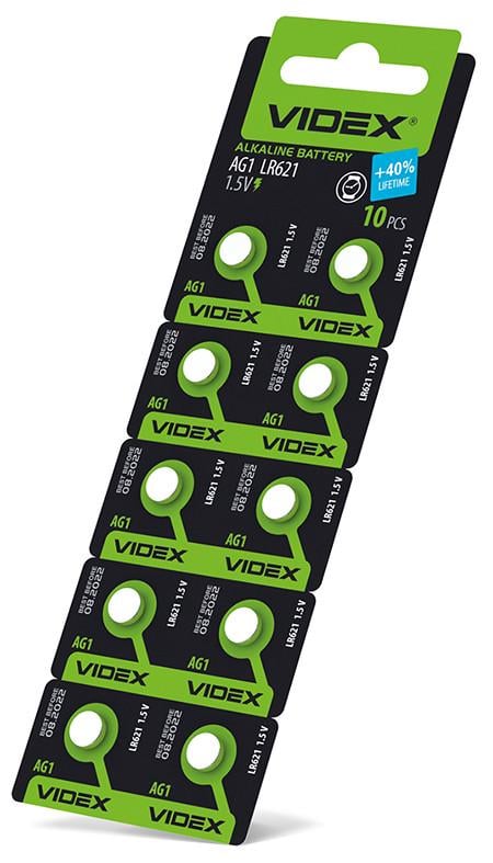 Батарейка алкалінова Videx AG 1/LR621 на блістері 10 шт. (3108574144)